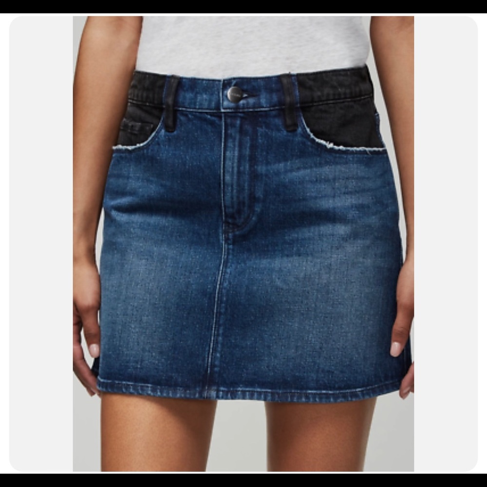 FRAME Orinda Colorblock Black and Denim Skirt